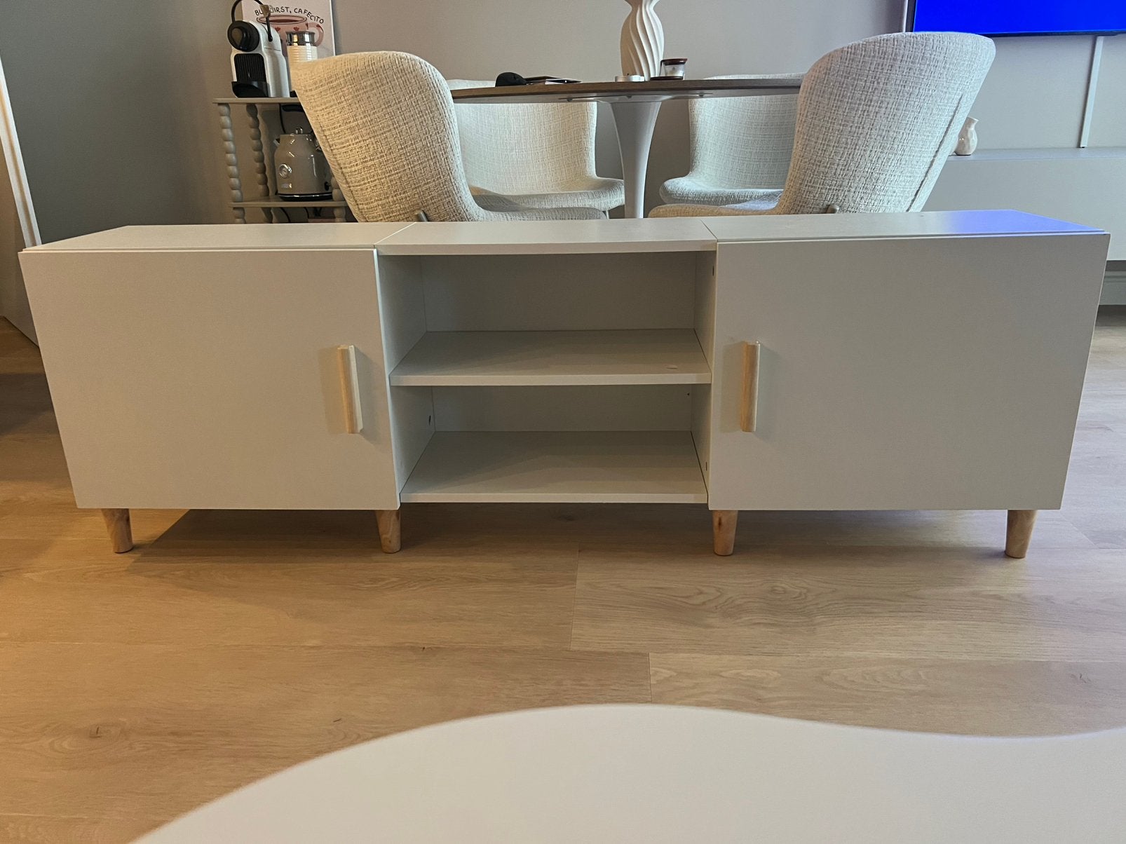 Tv meubel wit 150 cm, Huis en Inrichting, Kasten | Televisiemeubels, Ophalen, 100 tot 150 cm, Nieuw, Minder dan 100 cm