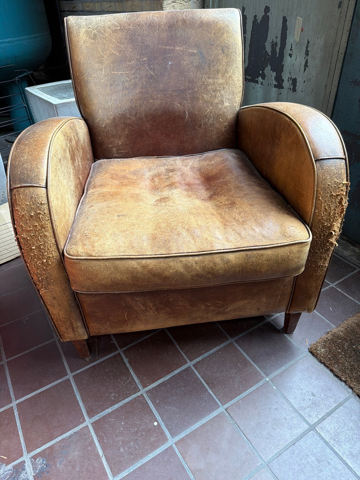 Vintage Leren Fauteuil - Authentieke Charme, Huis en Inrichting, Ophalen of Verzenden, Gebruikt, Leer, 75 tot 100 cm