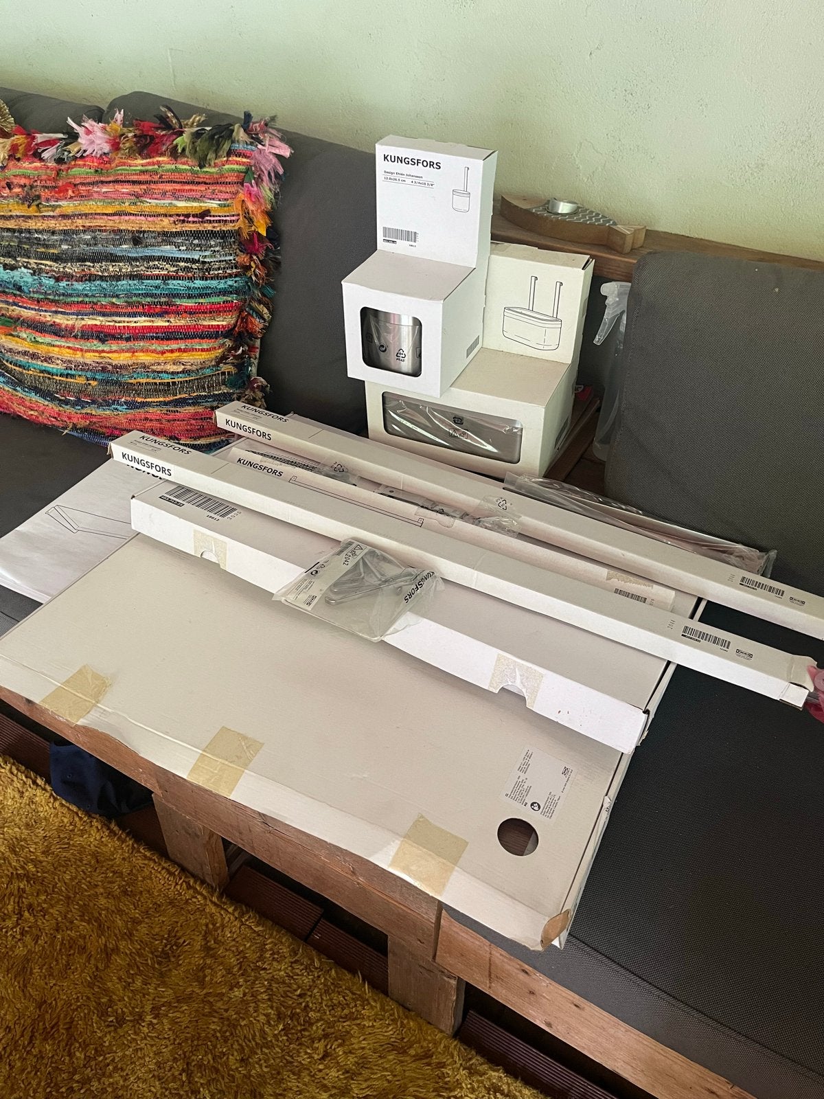 IKEA KUNGSFORS Ophangrail met plank en afdruiprek, Huis en Inrichting, Keuken | Keukenbenodigdheden, Nieuw, Bordenrek, IKEA, Metaal