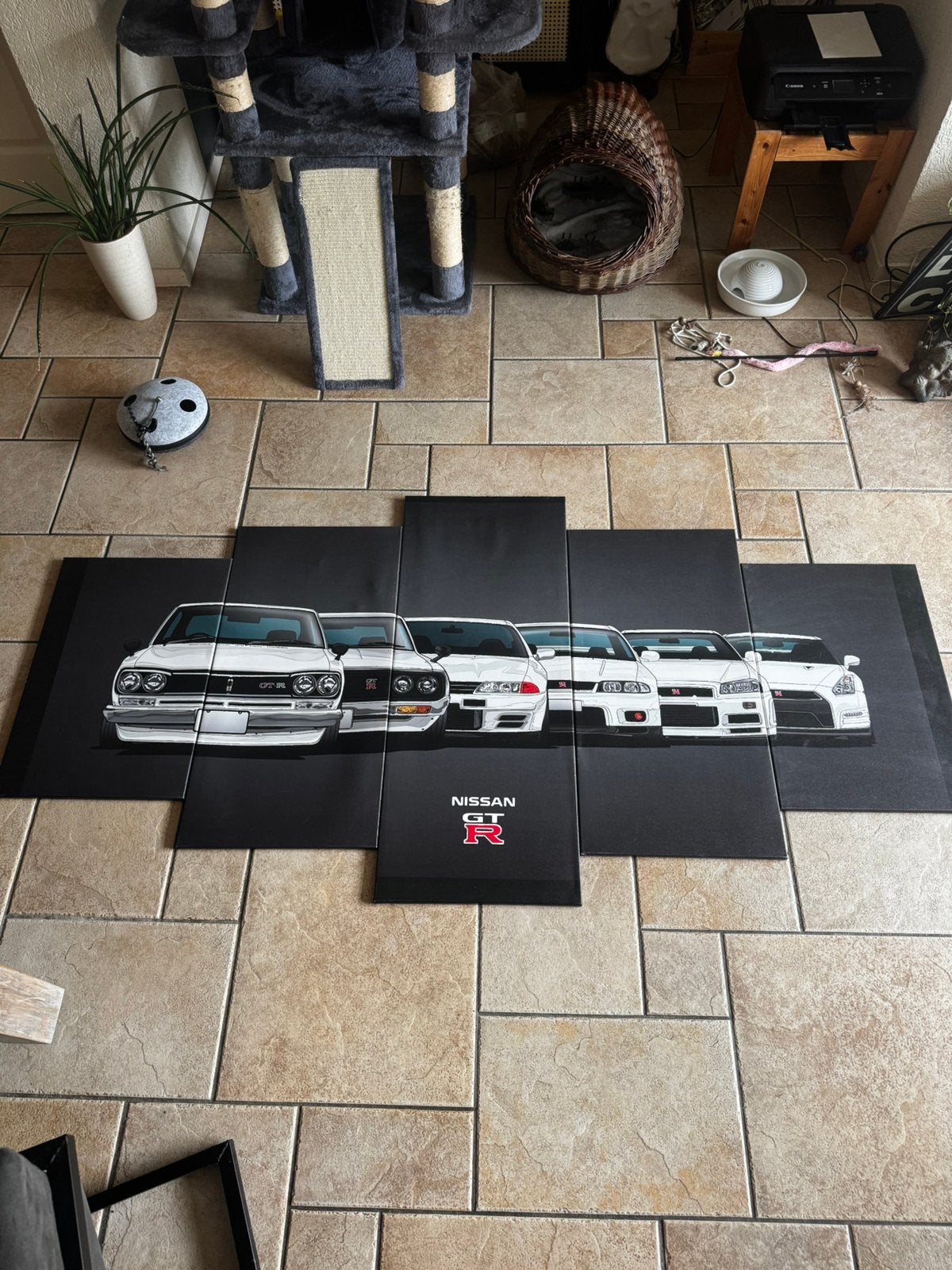 Canvas set Nissan GTR’s, Ophalen, Zo goed als nieuw, Schilderij