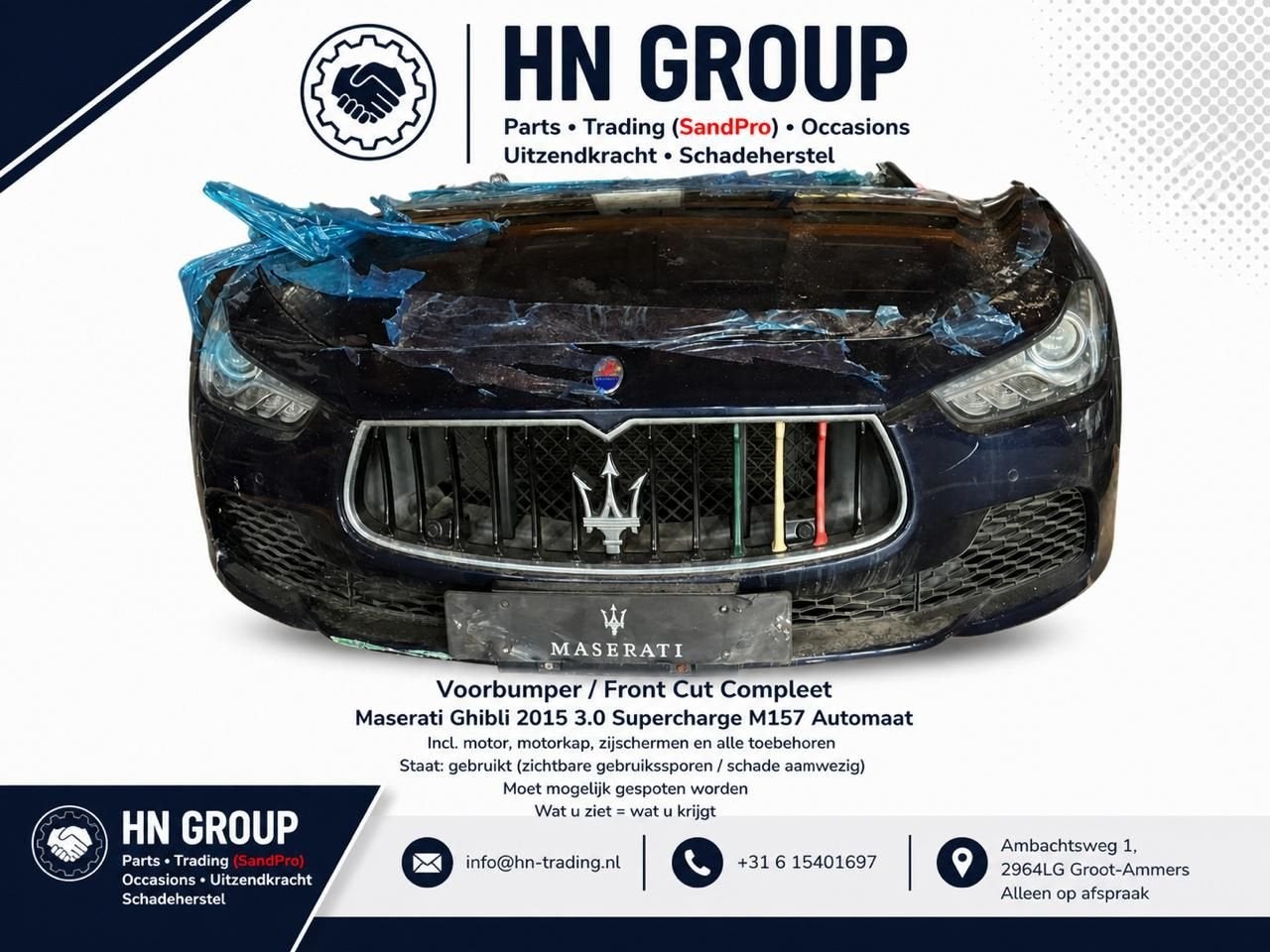 Maserati Ghibli 2015 INCL Motor en Motorkap en Zijscherm, Auto-onderdelen, Maserati, Gebruikt, -, -