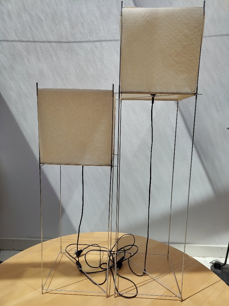 Lotek lampen - twee stuks, Huis en Inrichting, Lampen | Vloerlampen, Gebruikt, 100 tot 150 cm, Metaal, Textiel, E27 (groot), Ophalen