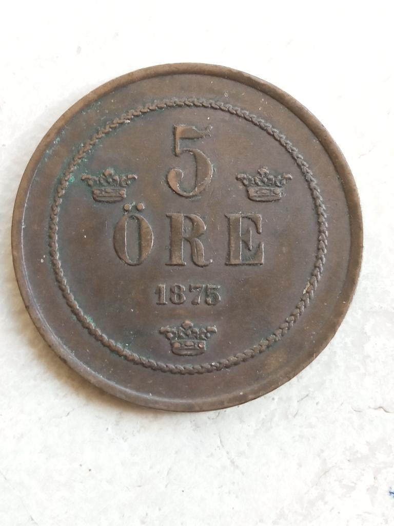 Zweden 5 ore 1875., Ophalen of Verzenden, Overige landen, Losse munt