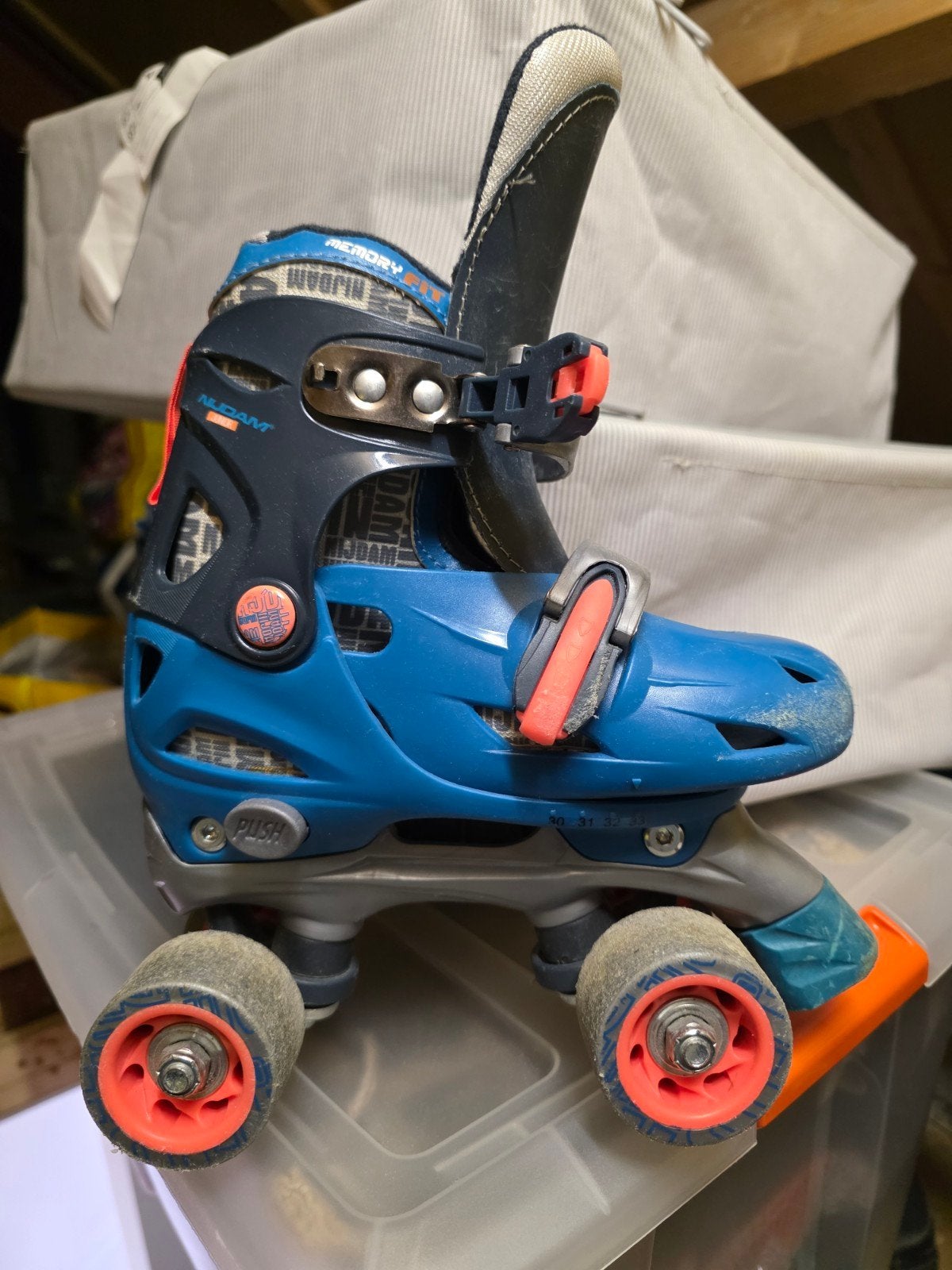 Nijdam verstelbare rolschaatsen blauw/oranje maat 30 tm 33, Ophalen, Verstelbaar, Gebruikt, Kinderen
