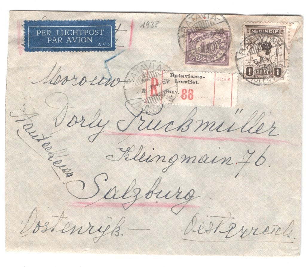 Nederlands Indië - Aangetekend Bataviamolenvliet- 1933, Ophalen of Verzenden, Envelop