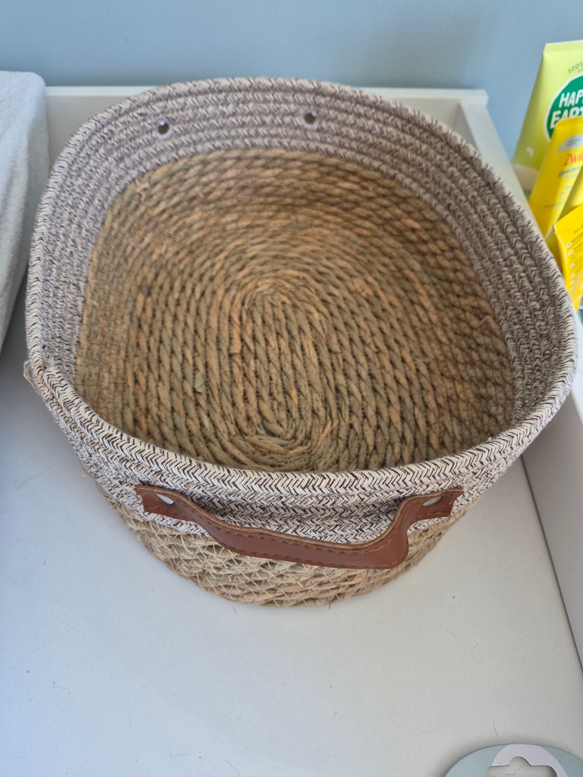 Nieuwe ongebruikte rieten mand met handvatten, Mand, Gevlochten, Nieuw, Ophalen of Verzenden