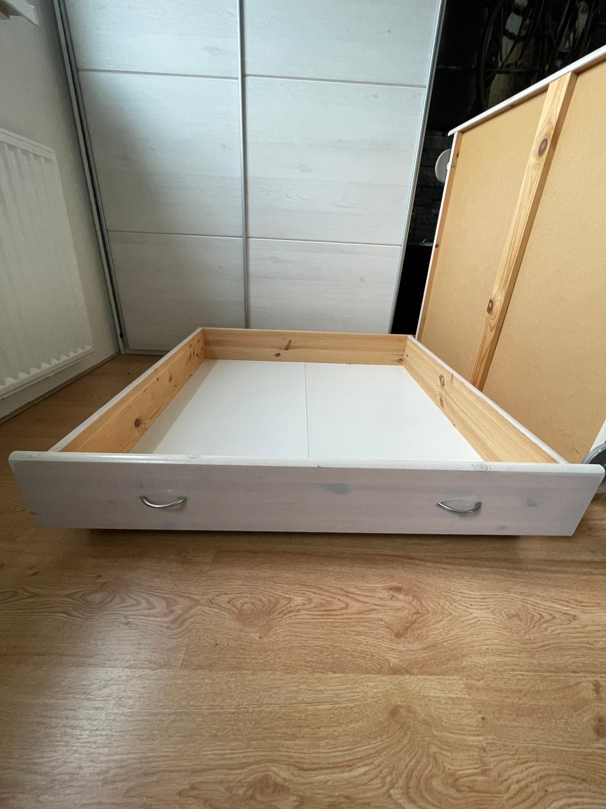 Bedlades white wash Flexa Classic met wieltjes, Ophalen, Gebruikt, Eenpersoons, Wit