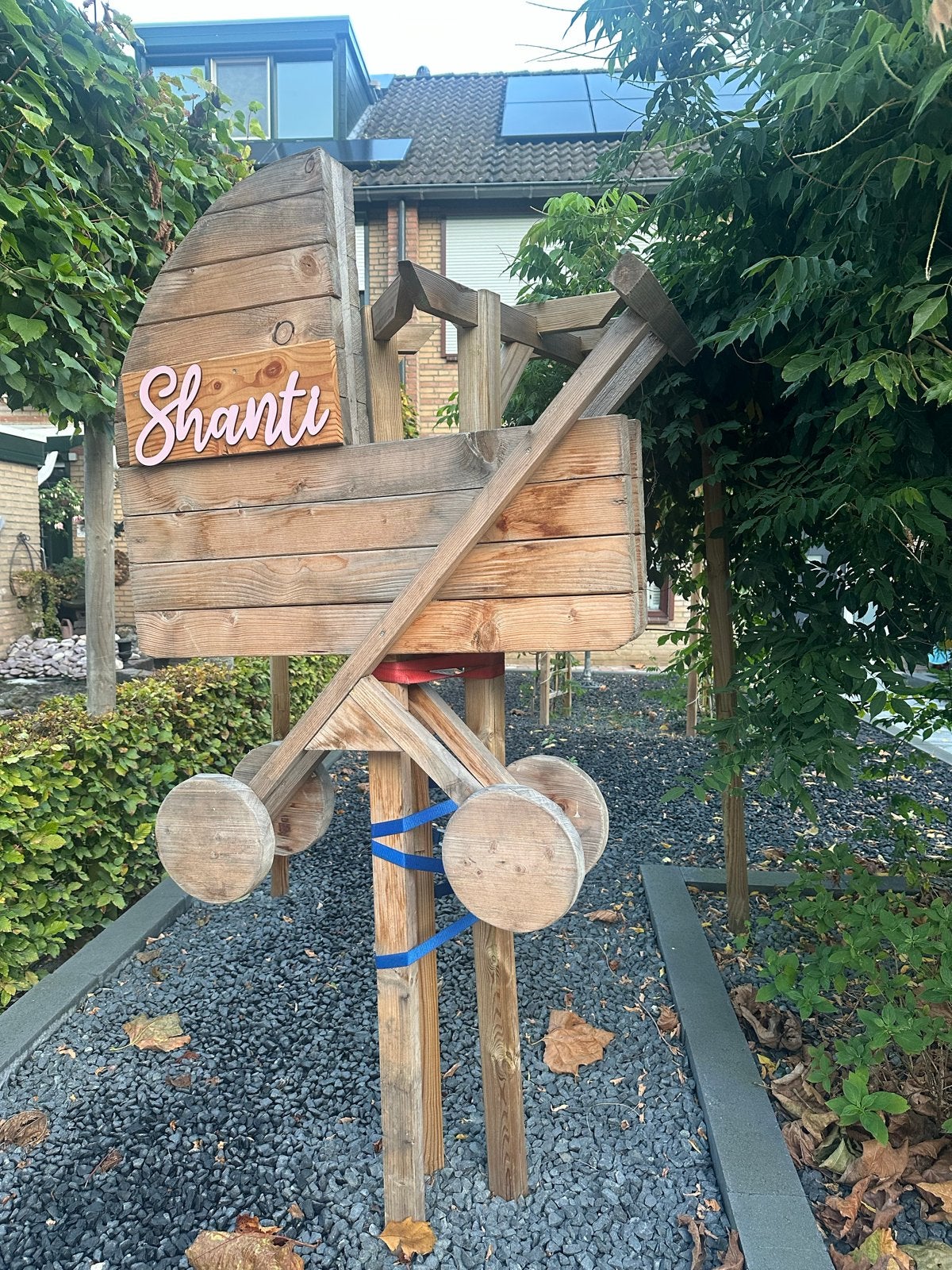 Uniek houten geboortebord kinderwagen, Kinderen en Baby's, Ophalen of Verzenden, Gebruikt, Geboortebord