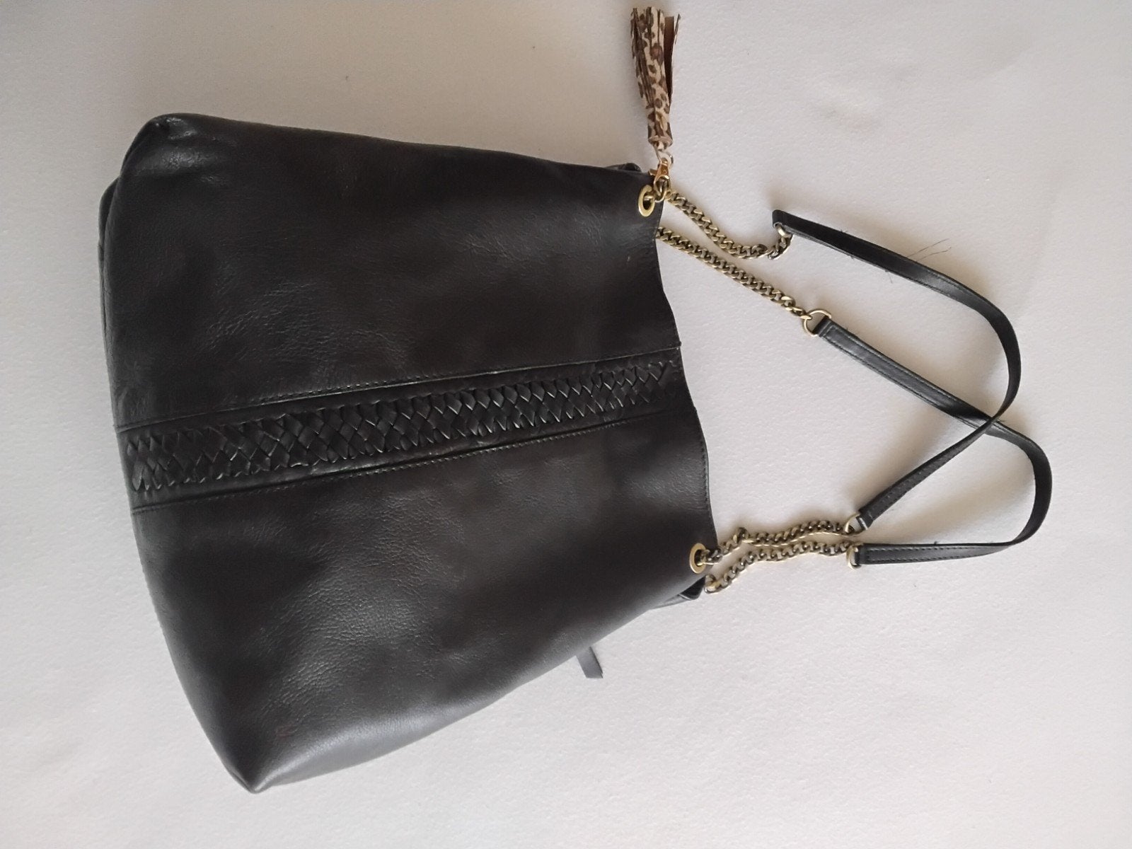 Mooie lederen tas van Manfield, 35x30 cm, Ophalen of Verzenden, Zo goed als nieuw, Zwart, Handtas