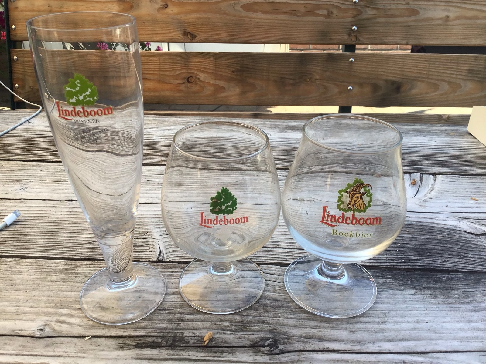 Lindeboom bierglazen - set van 3, Ophalen of Verzenden, Gebruikt