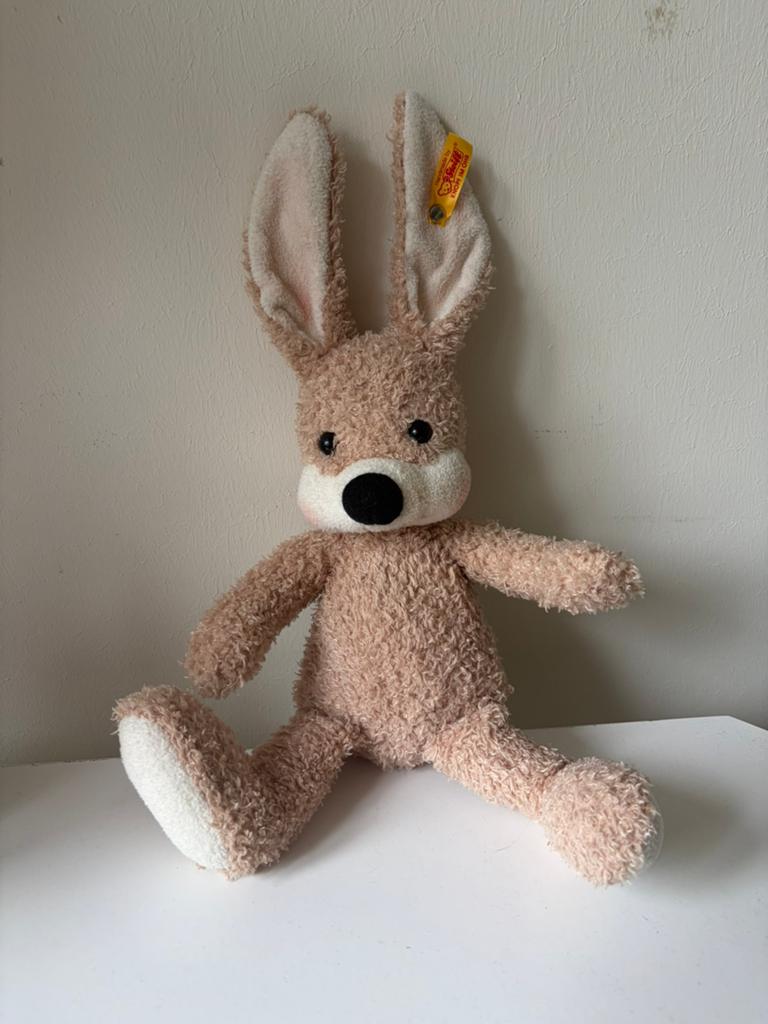 Steiff, zacht knuffel konijn met knopf im ohr., Gebruikt, Overige merken, Konijn, Ophalen of Verzenden