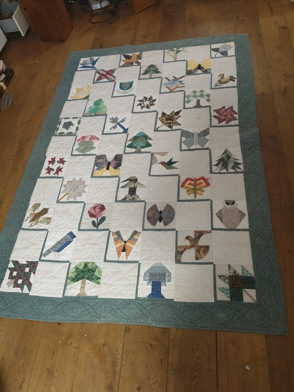 Handgemaakte Quilt / Sprei met Dieren- en Natuurmotieven, Ophalen of Verzenden