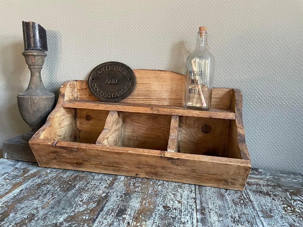 Antieke houten gruttersbak met 3 vakken, Antiek en Kunst, Antiek | Woonaccessoires, Ophalen