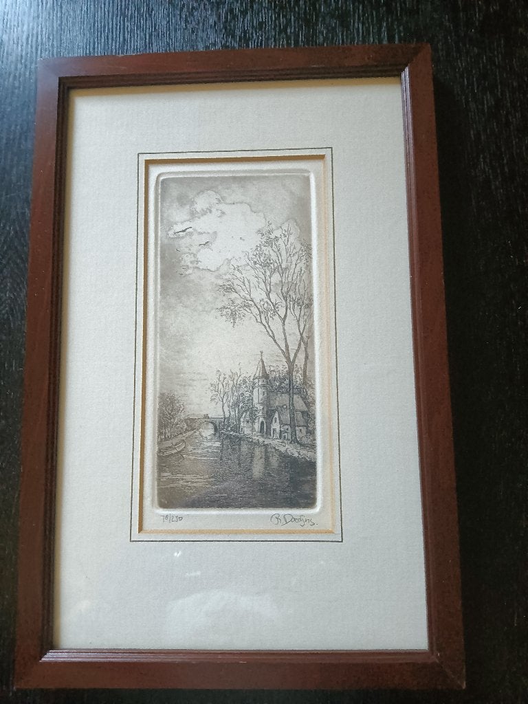 Ets, Antiek en Kunst, Kunst | Etsen en Gravures, Ophalen of Verzenden, Landschap, Ets, Ingelijst