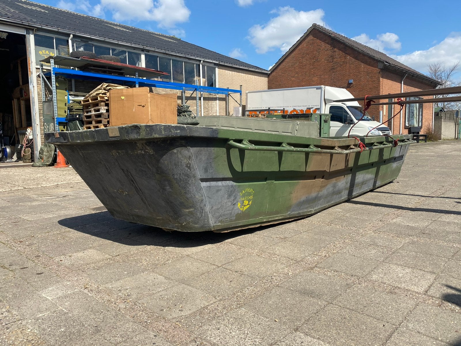 Legerboot / werkponton / visboot / sloep (incl btw), Ophalen, Zo goed als nieuw, Aluminium, Buitenboordmotor