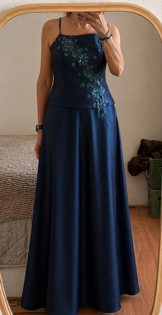 Prachtige Blauwe Gala Jurk, Maat 38/40 (M), Blauw, Ophalen of Verzenden, Gedragen