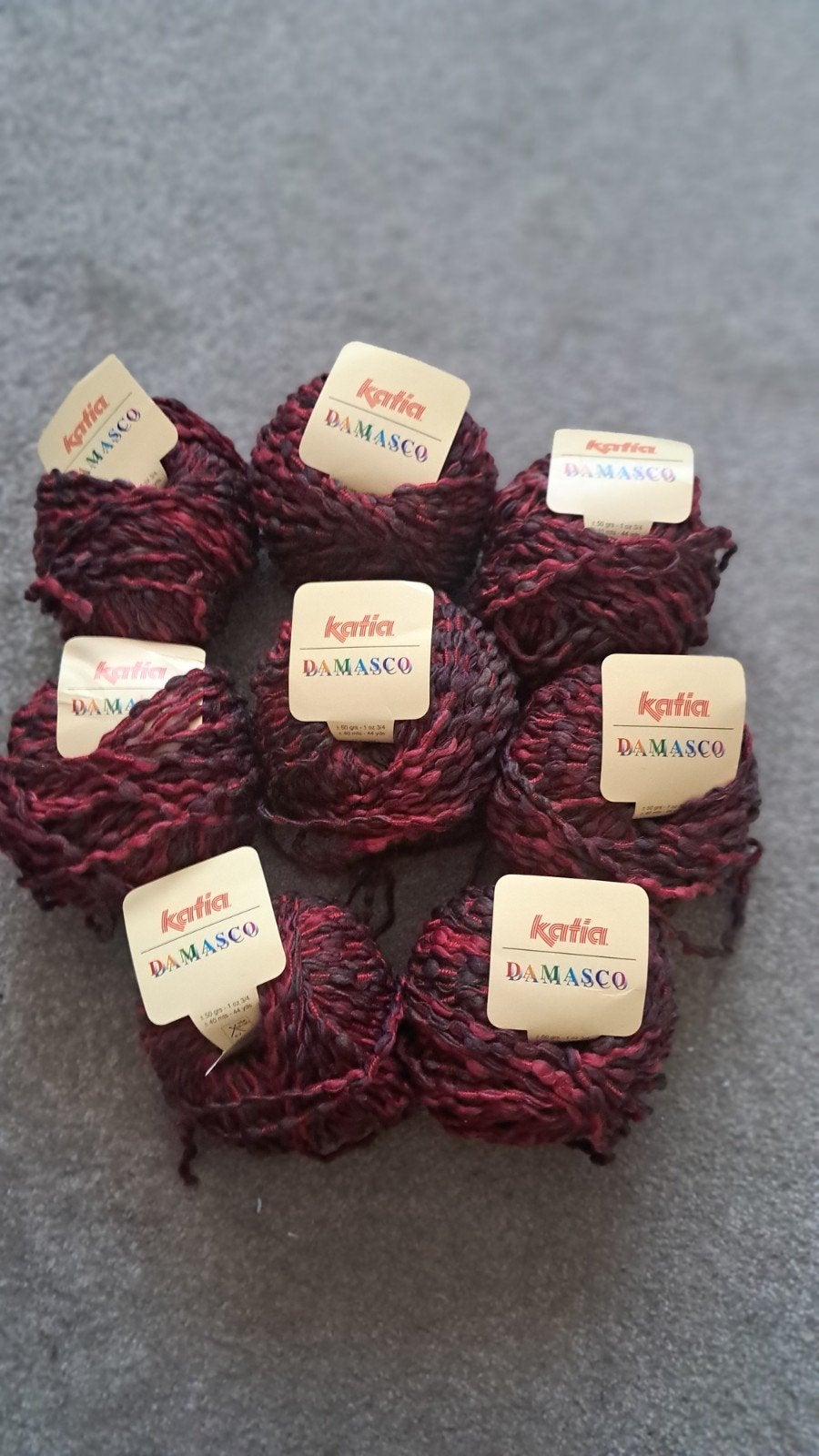 Katia Damasco wol - 8 bollen, kleur 905, Ophalen of Verzenden, Zo goed als nieuw, Breien of Haken, Wol of Garen