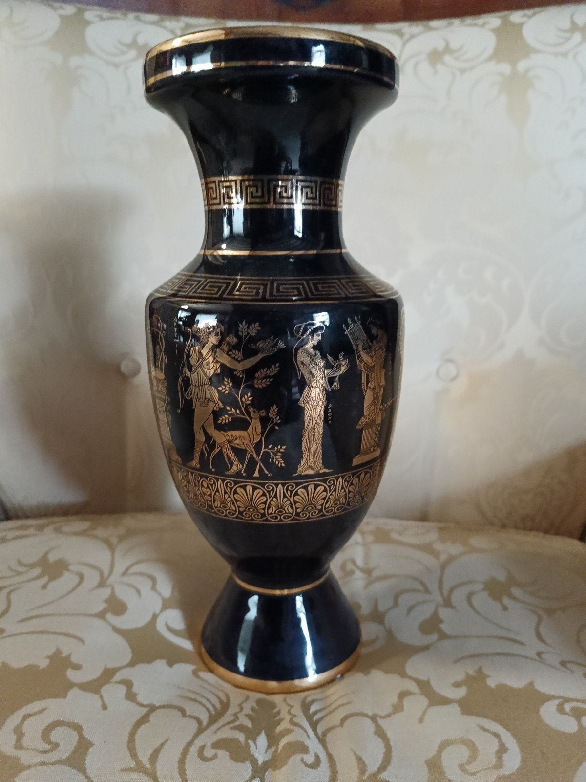 Handgemaakte Griekse vaas met 24K goud, Antiek en Kunst, Ophalen