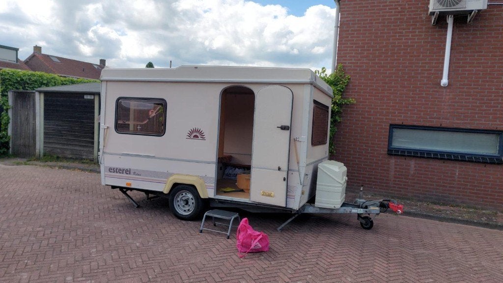 Esterel relax vouwcaravan met isabella penta voortent, Caravans en Kamperen, Vouwwagens, Lichtgrijs, Aanwezig, Tot en met 6, Ophalen