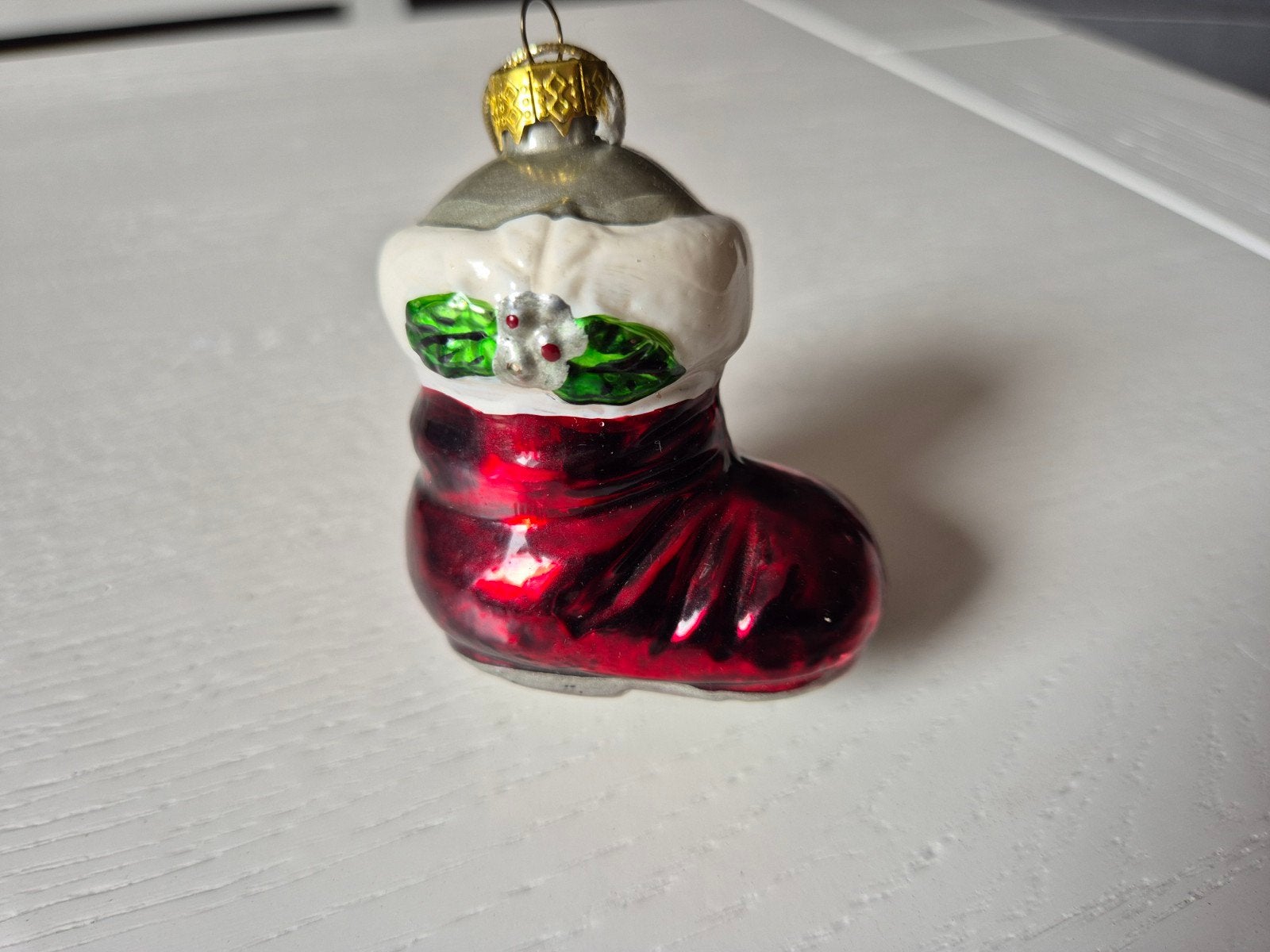 Vintage Glazen Kerst Schoen, Ophalen of Verzenden, Gebruikt