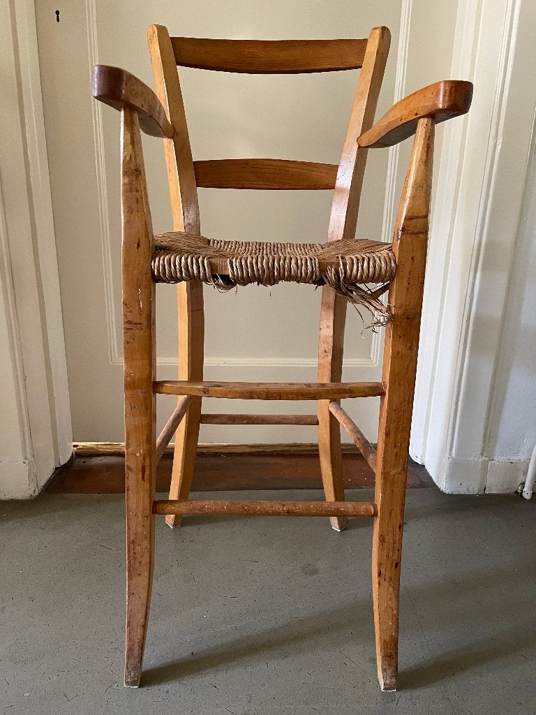 Vintage houten kinderstoel met rieten zitting, Ophalen, Gebruikt, Overige typen