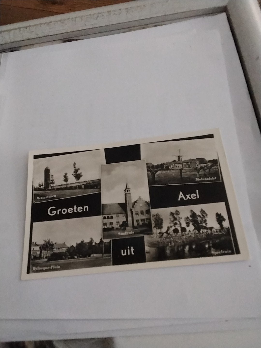 Oude ansichtkaart Groeten uit Axel - Zwart-wit, Verzamelen, Ansichtkaarten | Nederland, Ophalen of Verzenden, 1920 tot 1940, Gelopen