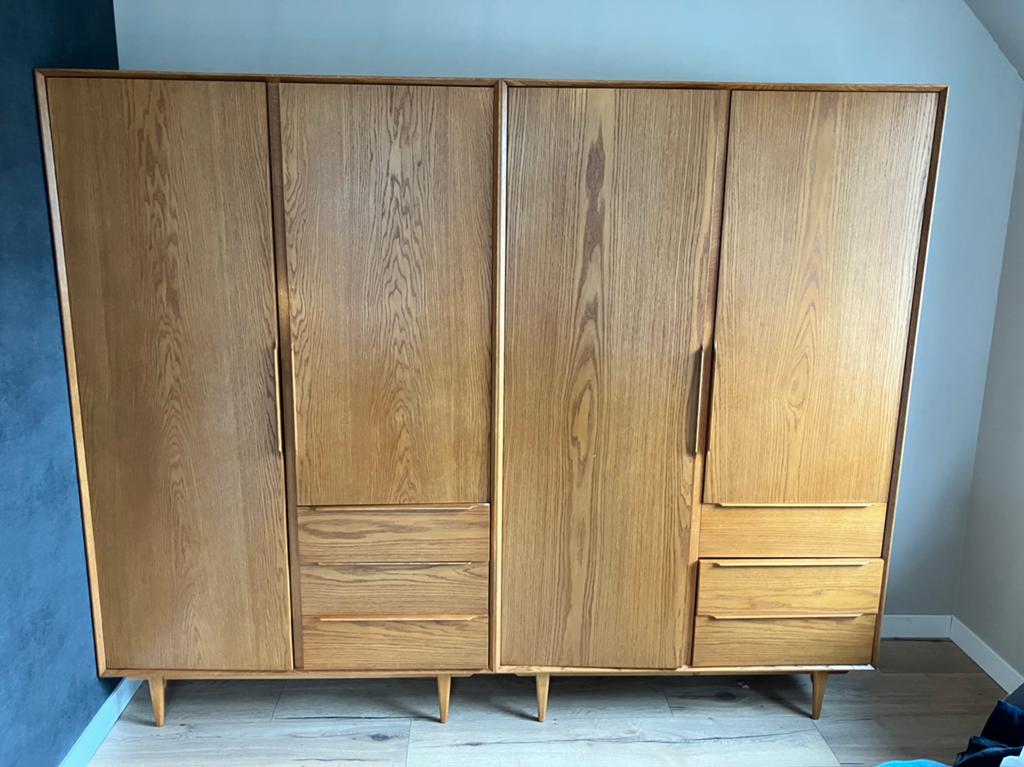 Vintage Massief Eikenhout Kledingkast 240x195x55cm (bxhxd), Ophalen