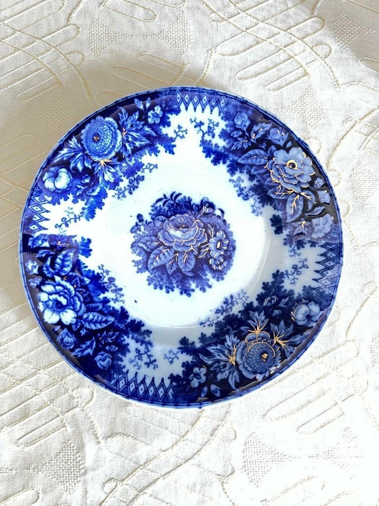 19 eeuws bord Boch blue jardinière, Antiek en Kunst, Antiek | Servies los, Ophalen of Verzenden