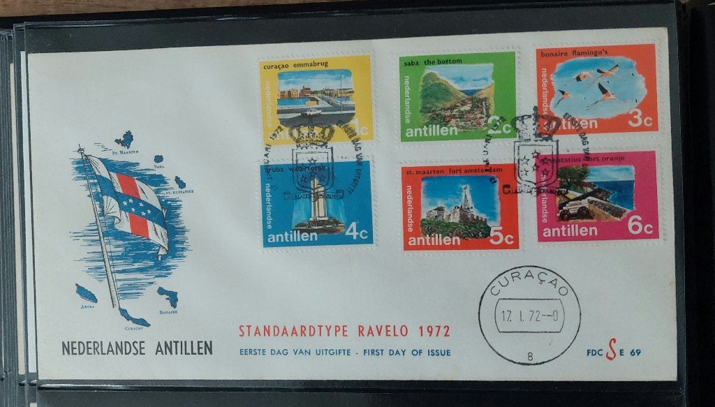 Ned. Antillen 1e dag enveloppen E69 t/m E73, uit jaar 1972., Postzegels en Munten, Postzegels | Eerstedagenveloppen, Ophalen of Verzenden