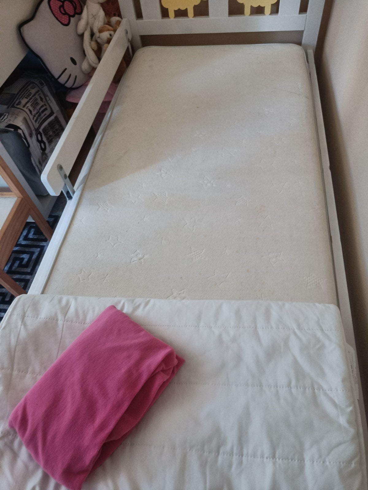 Ikea Peuterbed 150x70 compleet met Hello Kitty set, Gebruikt, 70 tot 85 cm, 140 tot 160 cm, Ophalen