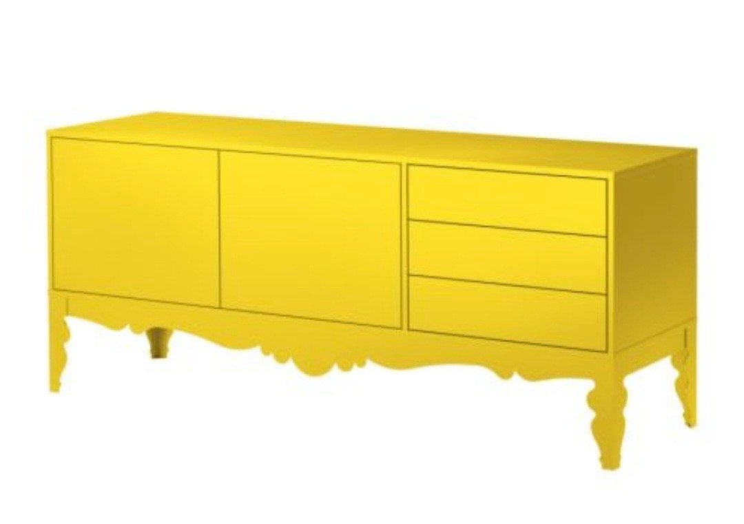 Gele Trollstra Ikea dressoir/tv-meubel met barokke details, Ophalen, Gebruikt, 150 tot 200 cm, Minder dan 100 cm
