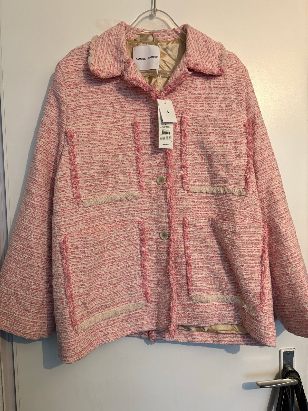 Samsøe Samsøe Tessa Jas Roze Tweed Maat L Nieuw, Ophalen of Verzenden, Nieuw, Maat 42/44 (L), Roze
