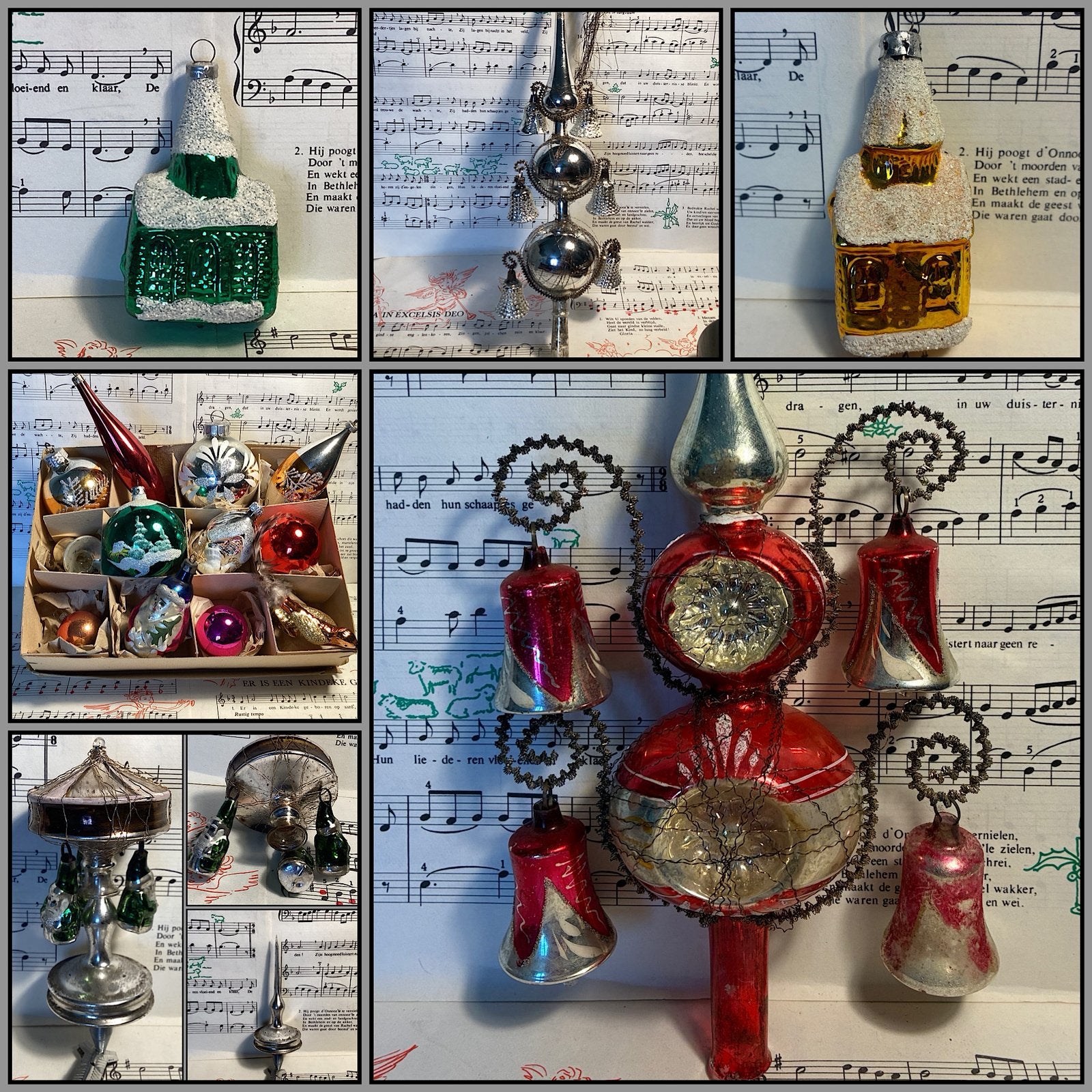 Oude kerstbal figuren bij Puurnostalgie het hele jaar rond!, Diversen, Kerst, Ophalen of Verzenden, Gebruikt