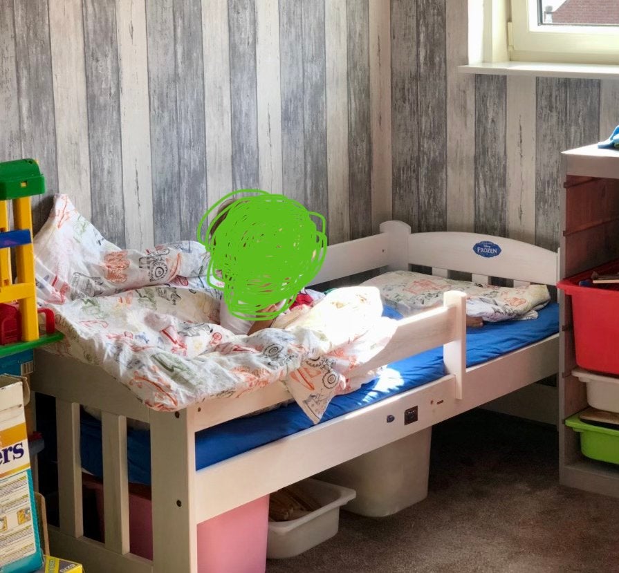 Wit peuterbed / Kleuterbed met matras 150x70, Ophalen, Gebruikt, 70 tot 85 cm, 140 tot 160 cm