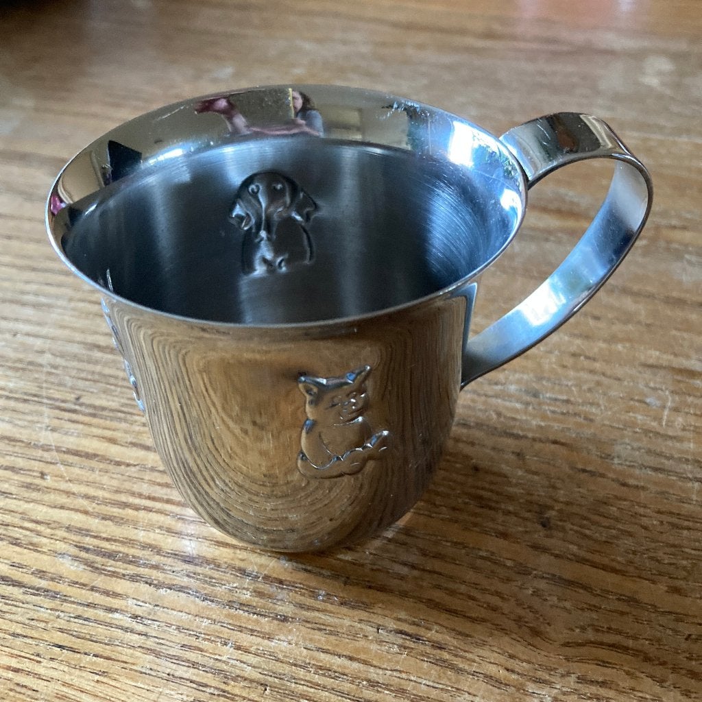 Vintage Gero rvs kinderbeker - olifant poes beer, Ophalen of Verzenden