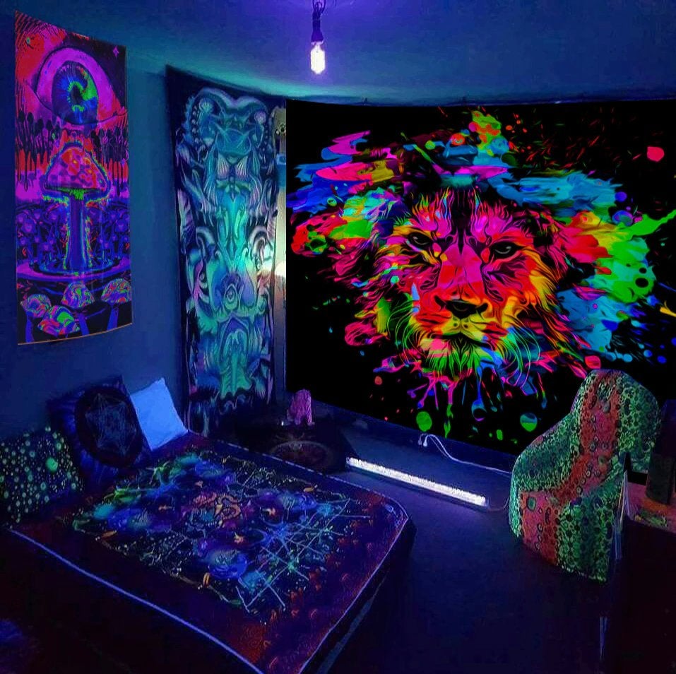 Leeuw Glow In The Dark Wandkleed / 3D Wand Kleed Dier Licht, Huis en Inrichting, Verzenden, Nieuw, Wandkleed