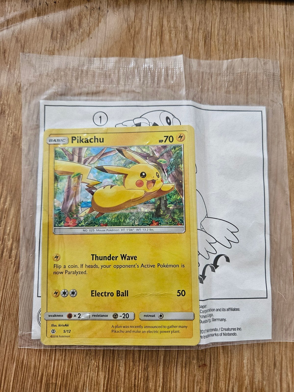 Pikachu Holo 5/12 2016 McDonald's Pokémon kaart, Ophalen of Verzenden, Gebruikt, Losse kaart, Foil