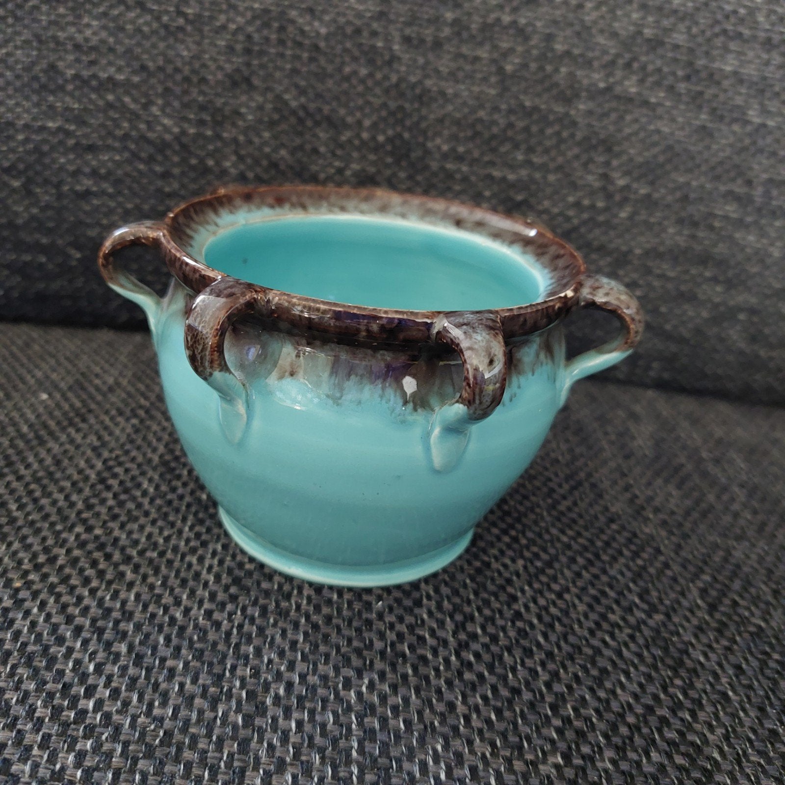 Turquoise potje met handvatten, Antiek en Kunst, Ophalen of Verzenden