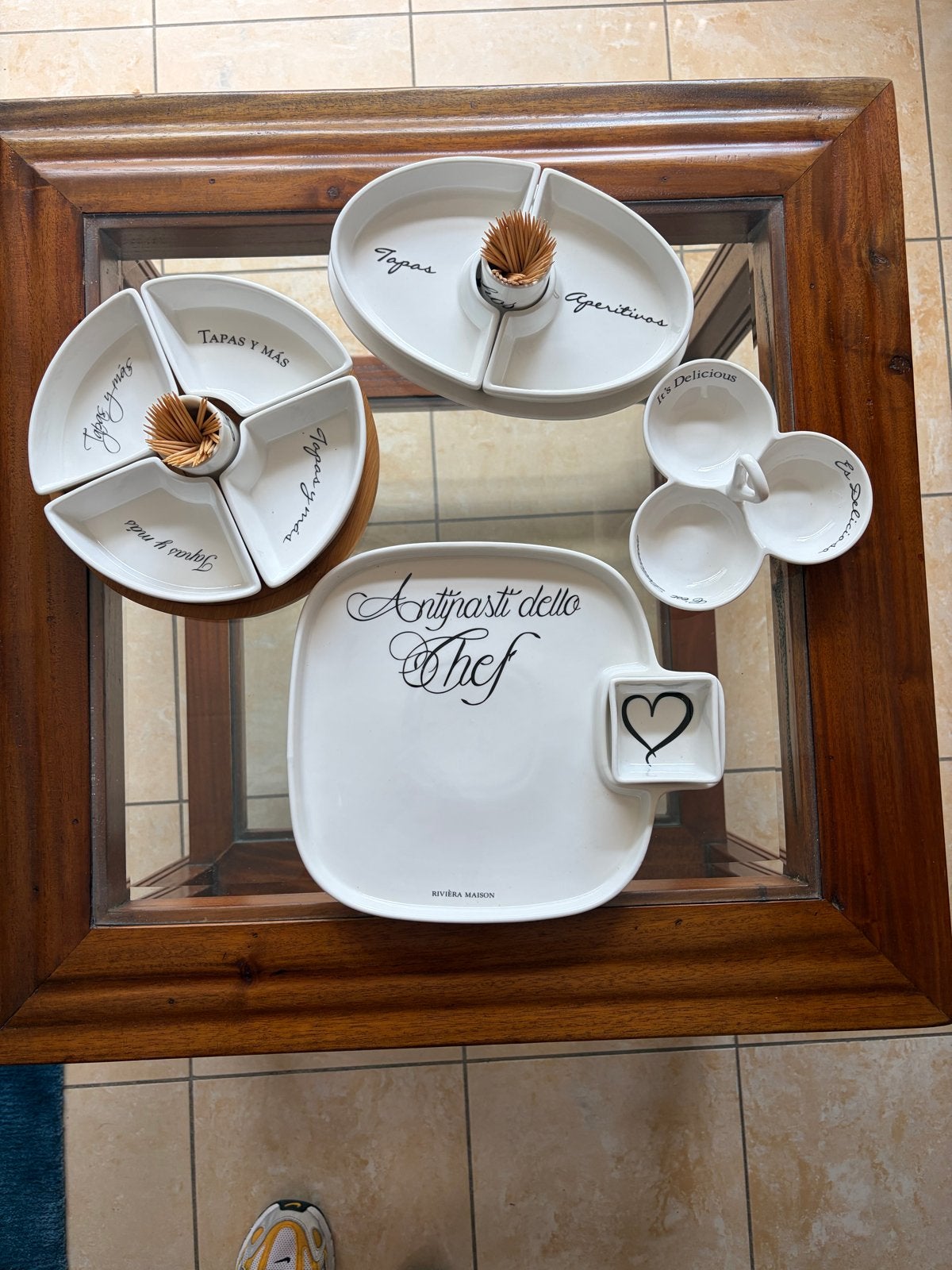 Riviera Maison borrelschalen set, Ophalen, Porselein of Keramiek, Schaal, Zo goed als nieuw