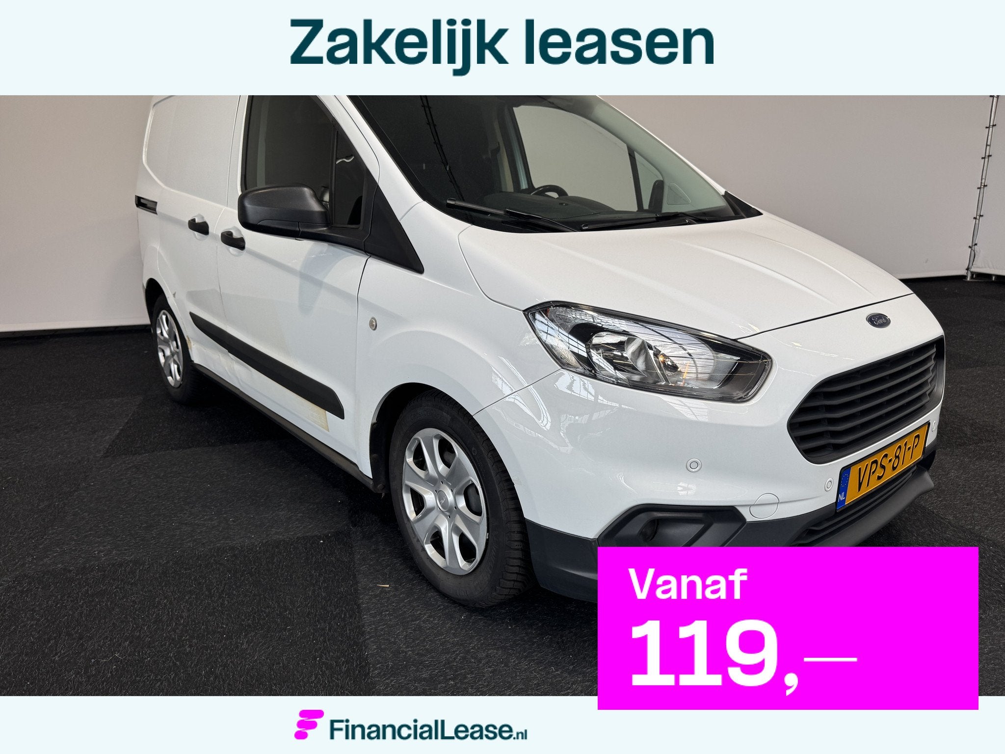 Ford Transit Courier Airco Transit Courier 1.5 TDCI 75pk dub, Euro 6, Wit, Origineel Nederlands, 2 stoelen
