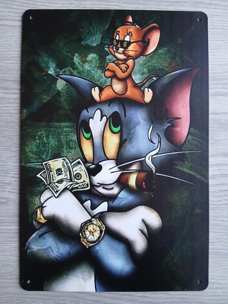 Tom En Jerry 20x30 cm Metalen Reclamebord, Ophalen of Verzenden, Nieuw, Reclamebord