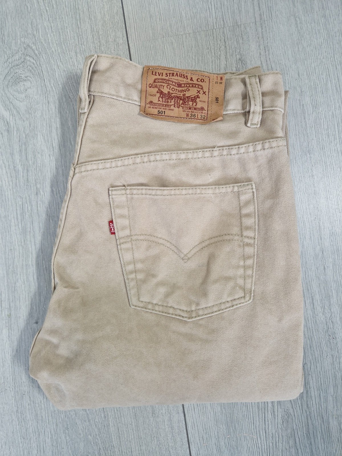 Beige vintage Levi's jeans 501 W36 L32, Levi's, Verzenden, Beige, Maat 56/58 (XL)