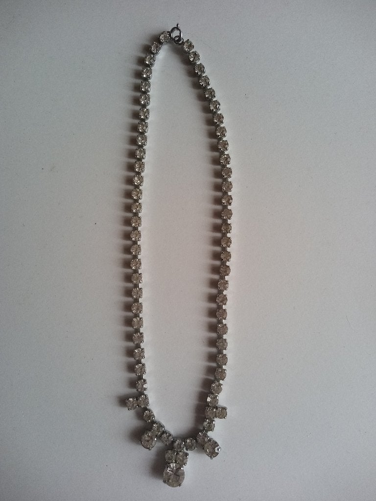 Ketting Vintage Rhinestone Jewellery 1950 (9), Ophalen of Verzenden, Zilver, Overige materialen