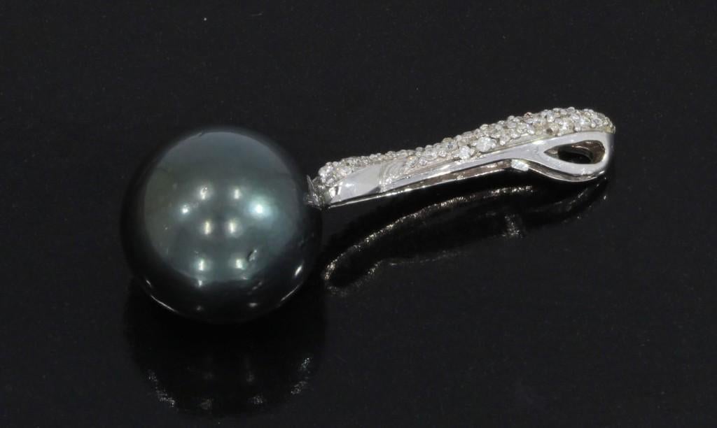 Tientallen diamanten 18k gouden luxe ketting hanger parel, Voordeelsieraden, Verzenden, Zo goed als nieuw, Met edelsteen