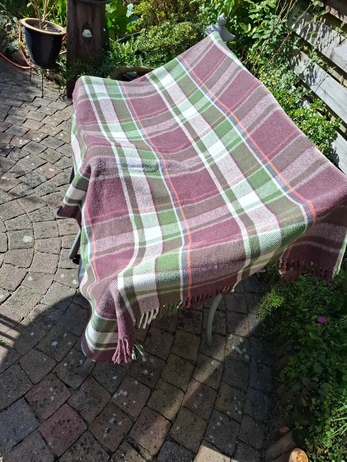 Vintage Plaid/ Reisdeken - ws wol., Ophalen of Verzenden, Gebruikt, Blauw, Rechthoekig