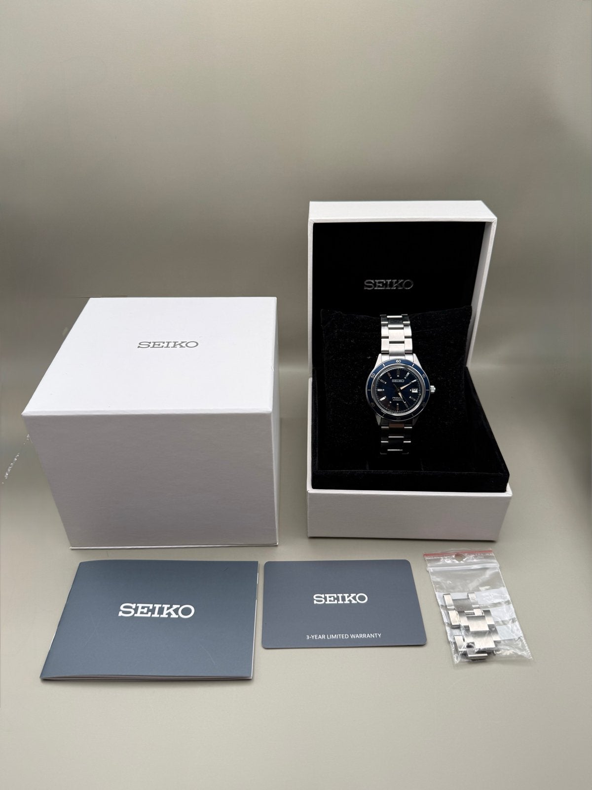 Seiko Presage Style 60’s Open Heart SSA425J1 – Full set, Staal, Polshorloge, Ophalen of Verzenden, Zo goed als nieuw