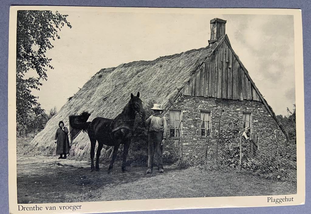 Drenthe van vroeger, Plaggehut, Ophalen of Verzenden, Gelopen, Drenthe