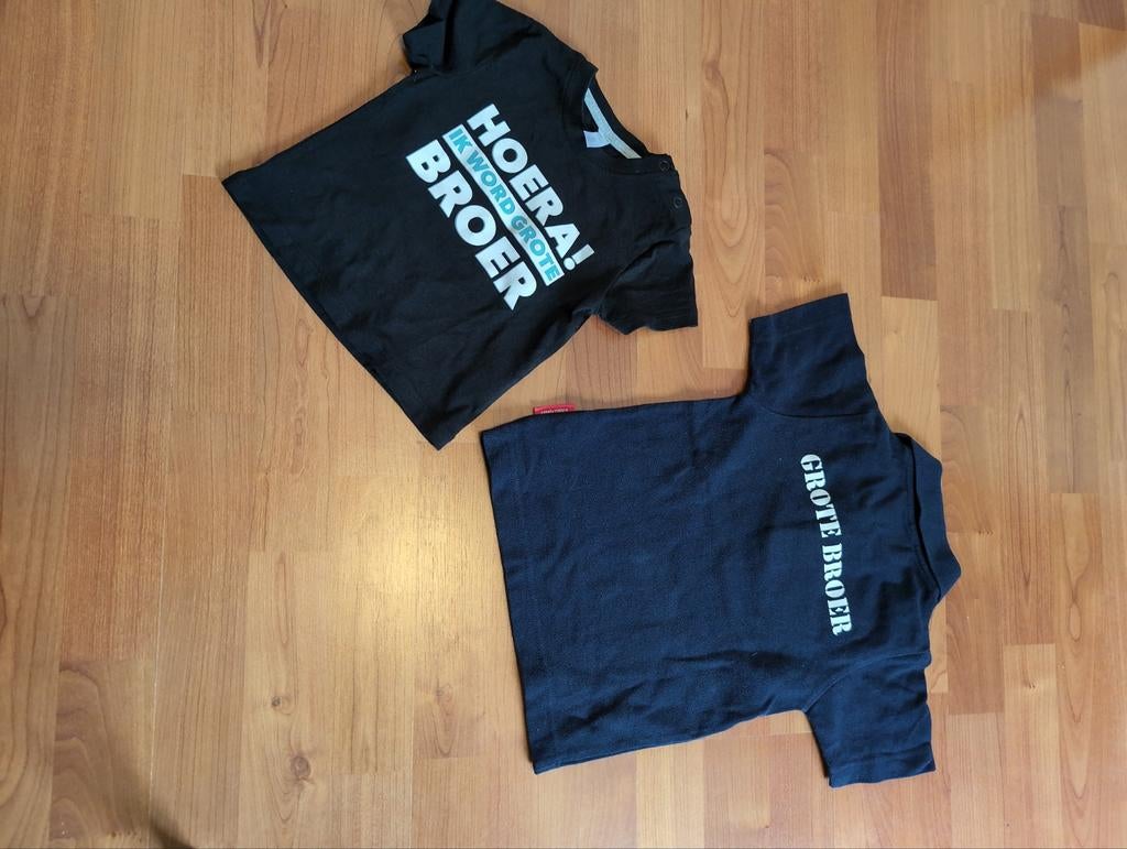 2 T-shirts - Grote Broer maat 86 en 98, Ophalen, Gebruikt, One size