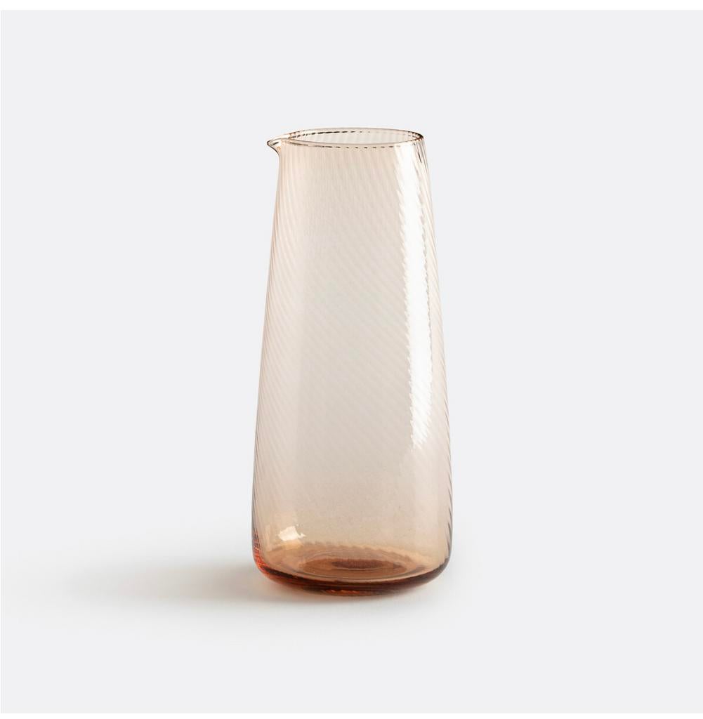 Nieuwe La Redoute waterkaraf - Perzik kleur, Ophalen, Glas of Glazen, Nieuw, Glas