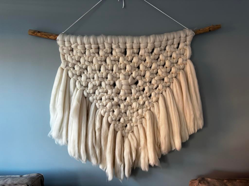 Macramé Wandkleed 120x90 cm - Handgemaakt, Ophalen of Verzenden, Zo goed als nieuw